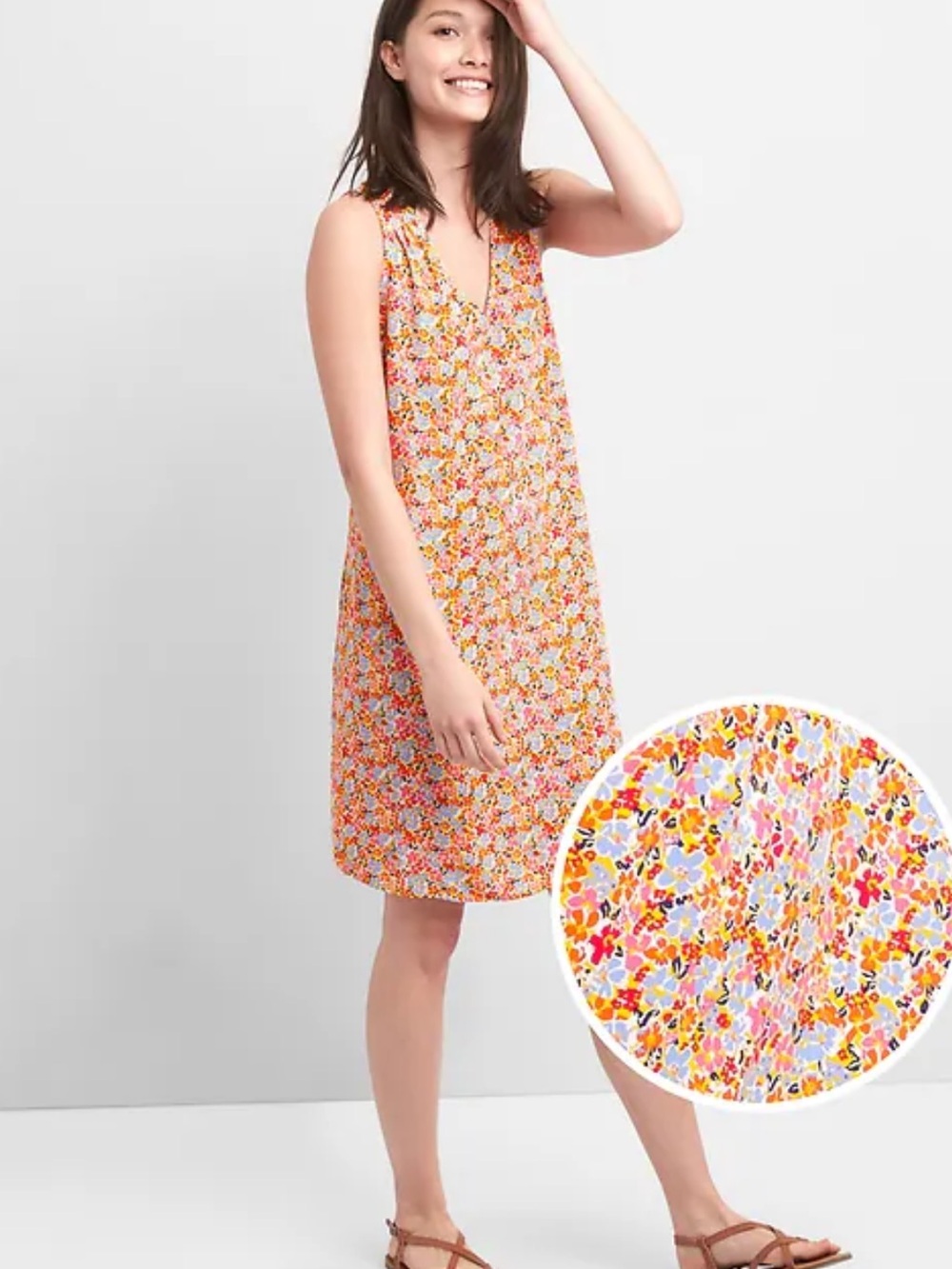 Gap Floral Sleeveless Shift Dress Midi Sz M